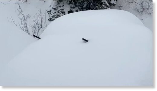 Clic para aumentar A vehicle buried in snow in Little Cottonwood