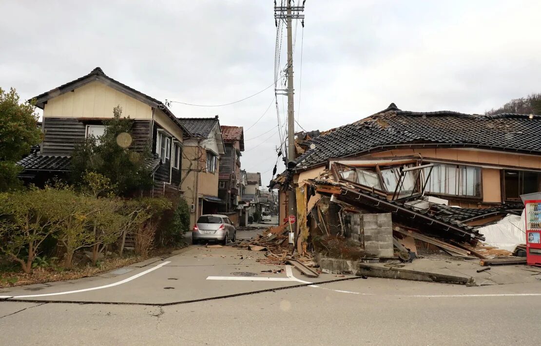 Some buildings in Wajima city collapsed due to Monday's earthquake.