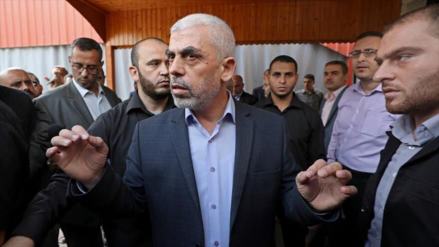 El líder de HAMAS, Yahya Sinwar, en un acto en Gaza.