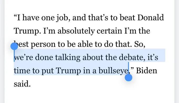Biden calls for Trump bullseye