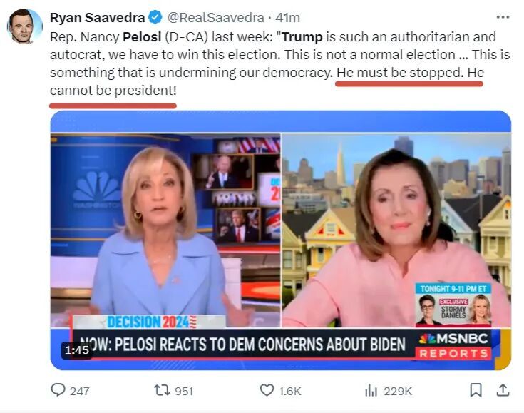 Pelosi calls for Trump to be stopped