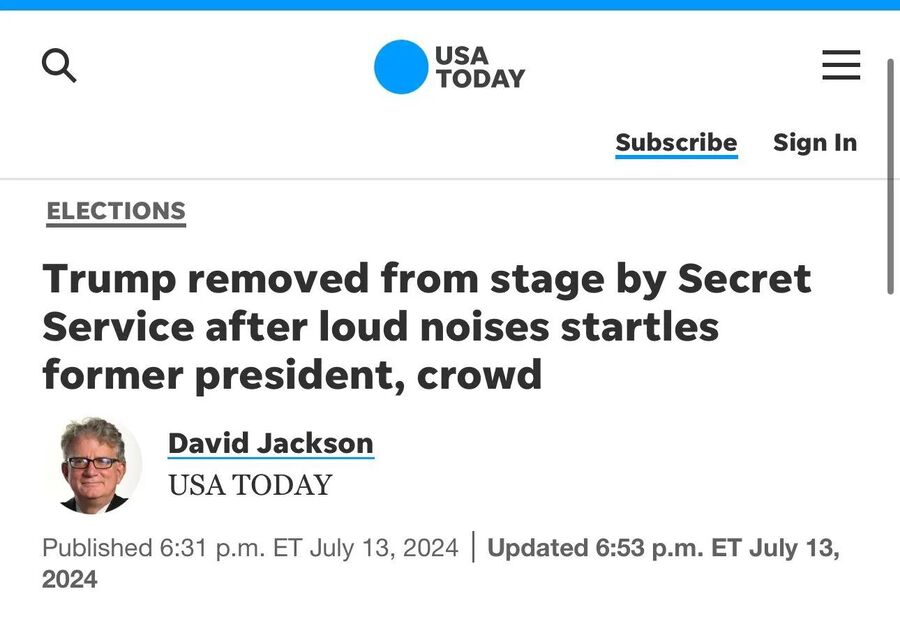 USA Today assassination headline
