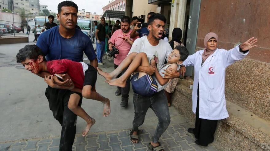 Heridos en Jan Yunis tras el ataque de Israel, 22 de julio de 2024.