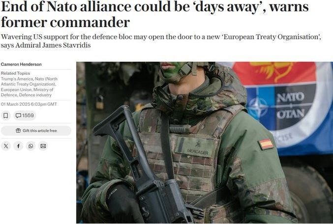 Clic para aumentar El fin de la alianza de la OTAN podría estar «a unos días», advierte el excomandante.