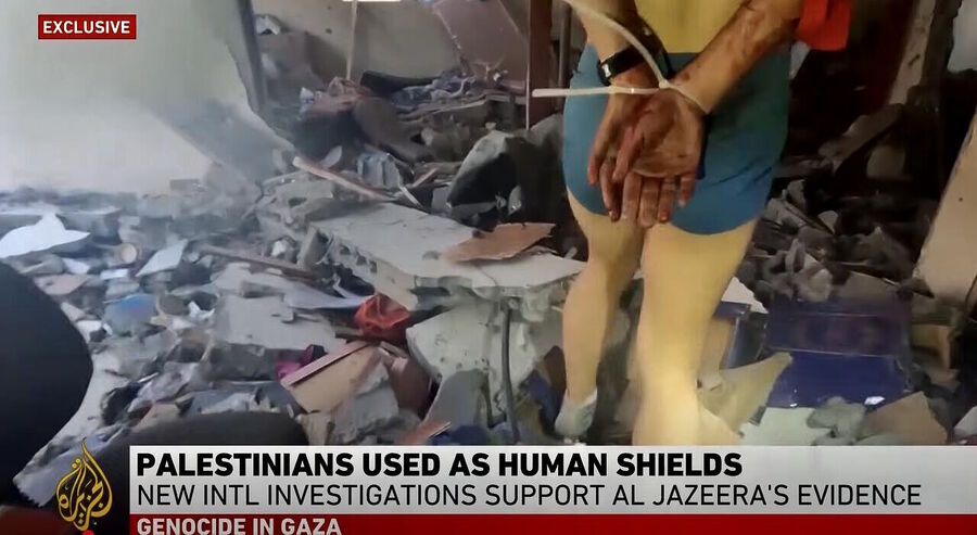 IDF gaza human shield zip tied