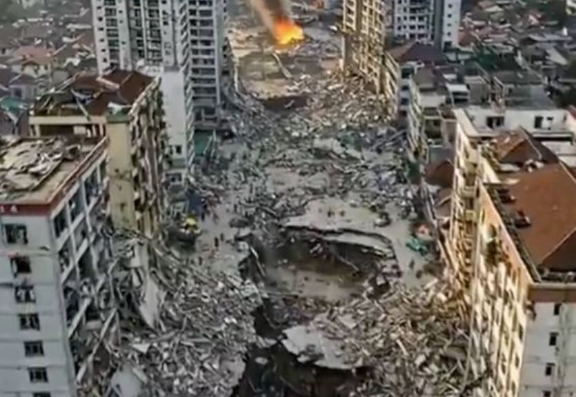 Imagen aérea de una zona afectada por el seísmo