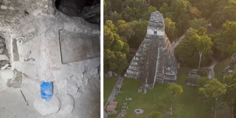Teotihuacan altar buried inside a dwelling at Tikal National Park—once the core of Mayan civilization
