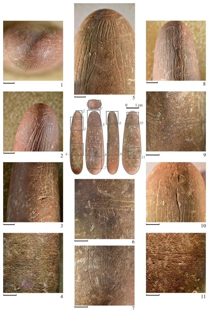 Clic para aumentar Microphotographs of the Mesolithic stone figurine