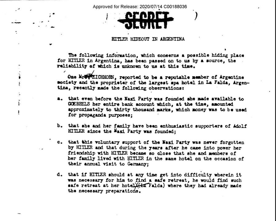 Clic para aumentar declassified document hitler hiding argentina