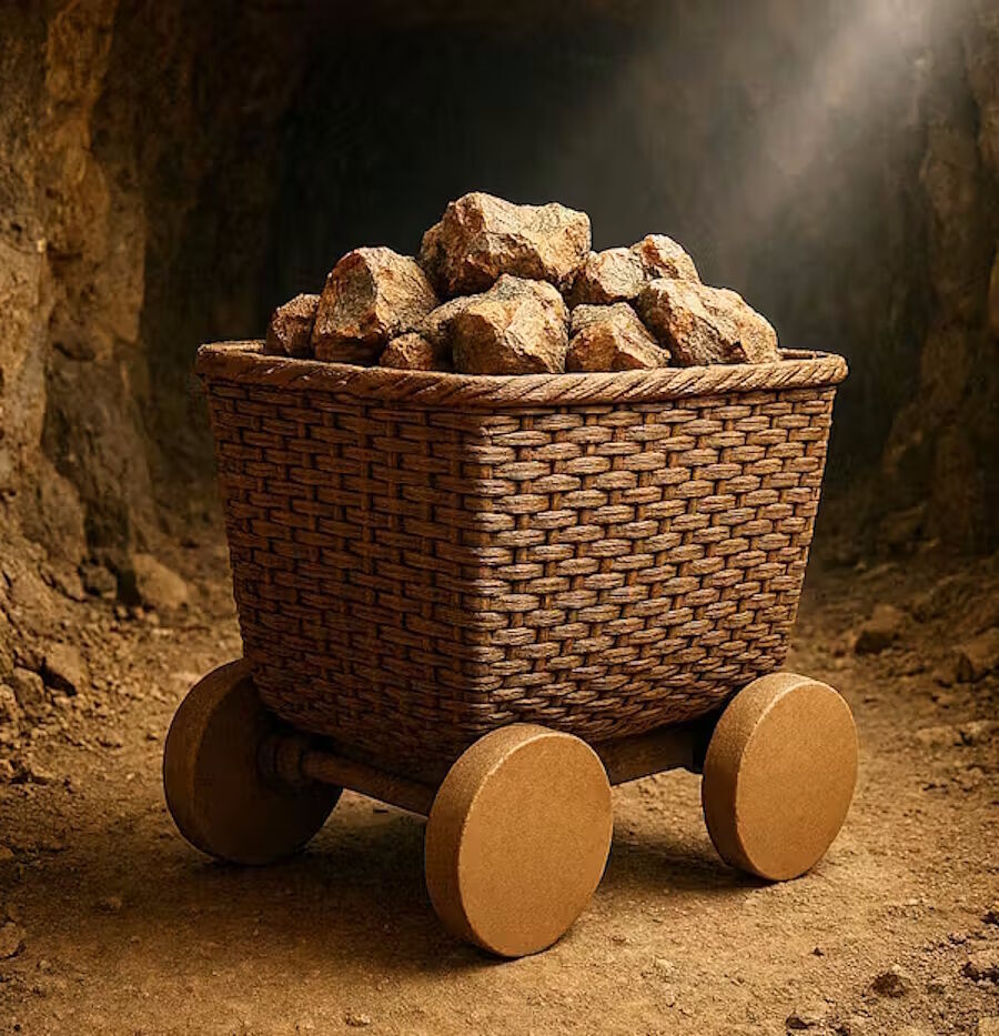 Clic para aumentar ancient copper miners model wheeled cart