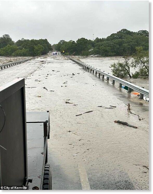 Road closures have been reported across Kerrville, where the local streets are flooded and low water crossings now completely impassable
