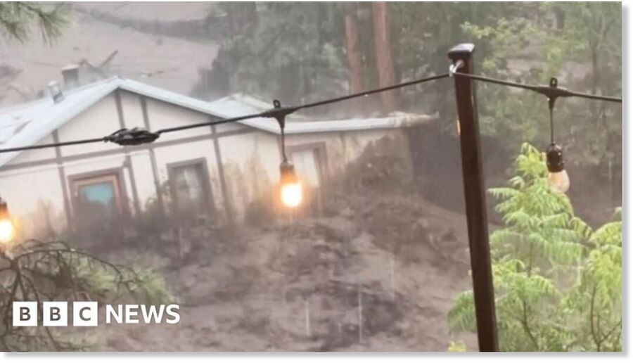 Moment house is swept away in New Mexico flash flooding