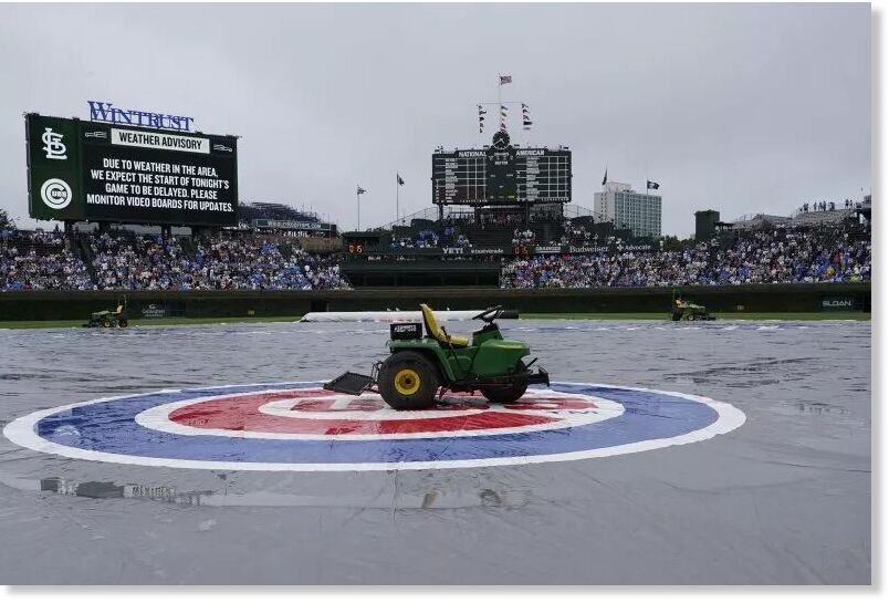 A baseball game was delayed due to inclement weather in Chicago on Sunday.