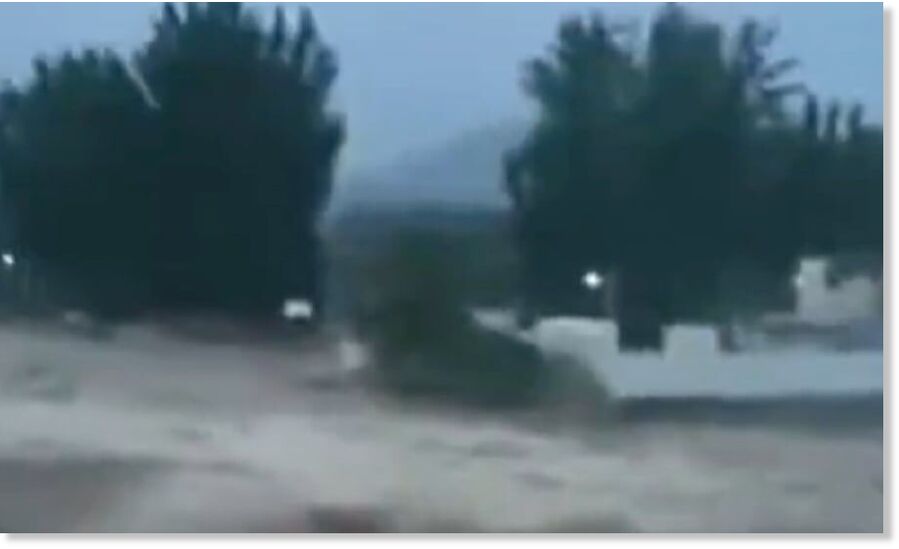 This screengrab from a viral video shows the floods in Shandong.
