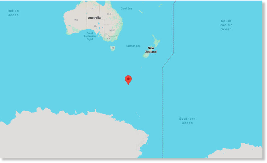 Epicenter of the earthquake in the South Pacific