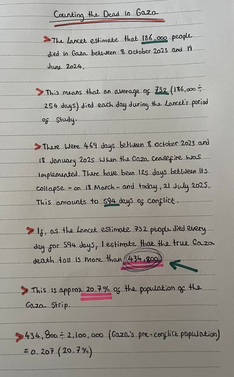 Clic para aumentar gaza death toll calculation