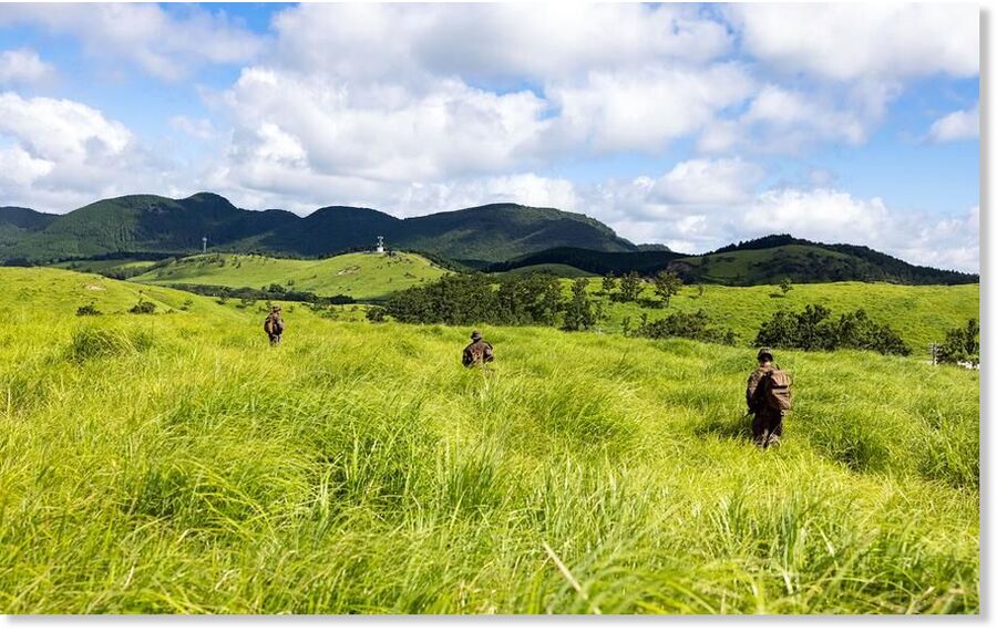 U.S. Marines train at Hijyudai Maneuver Area in Oita prefecture, Japan, Aug. 1, 2024.