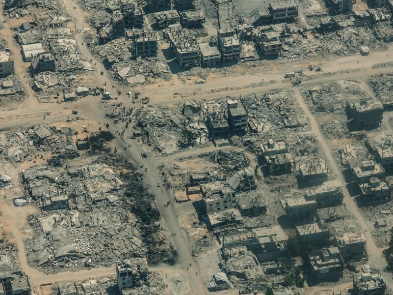 bombed streets Gaza