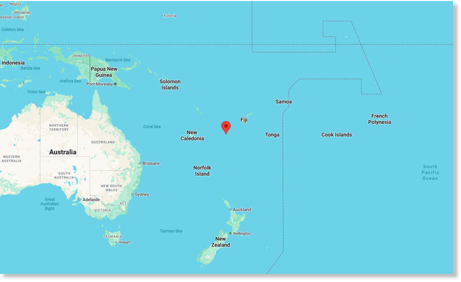Epicenter of Monday's earthquake in the South Pacific