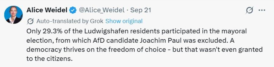 Alice Weidel screenshot tweet
