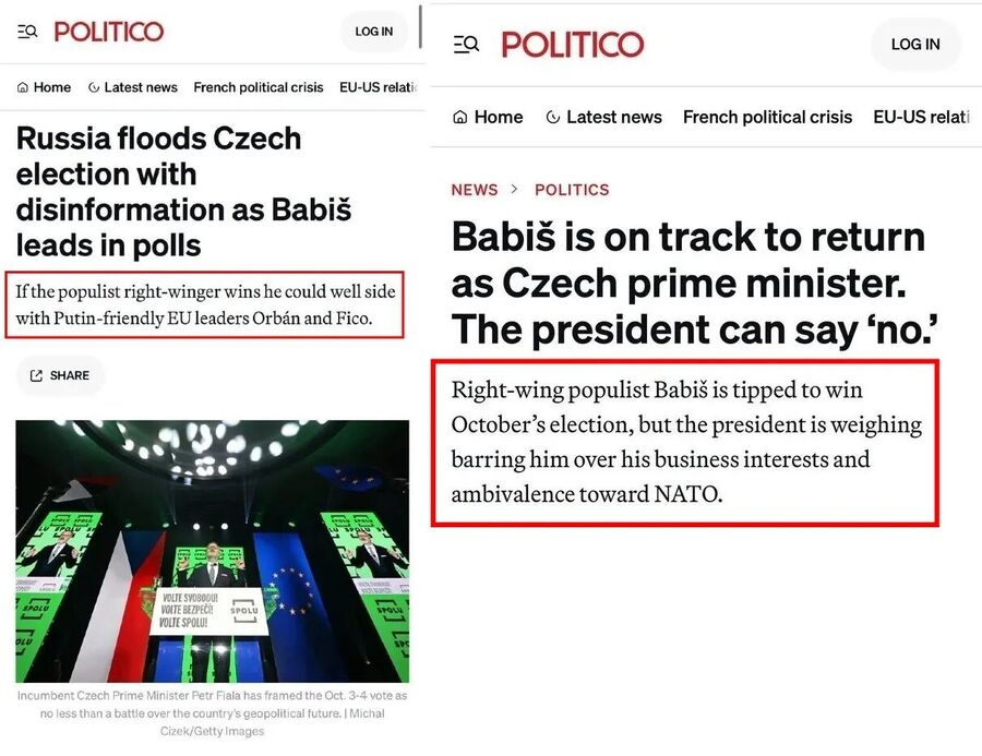 News screenshot Czech election