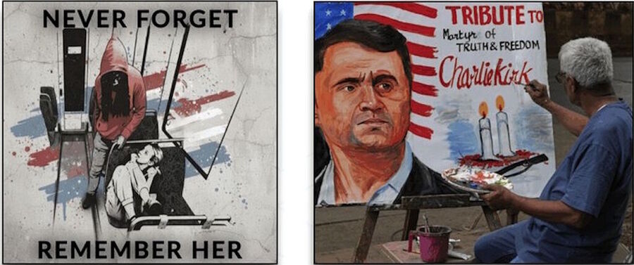 charlie kirk Iryna Zarutska memorials