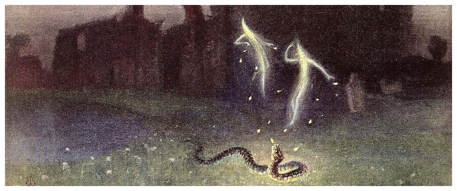 An 1823 painting, Will-o-the-wisp and snake.