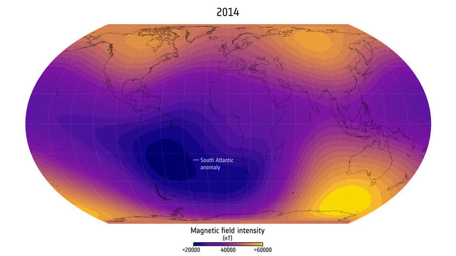 Clic para aumentar South Atlantic Anomaly 2025 compared to 2014