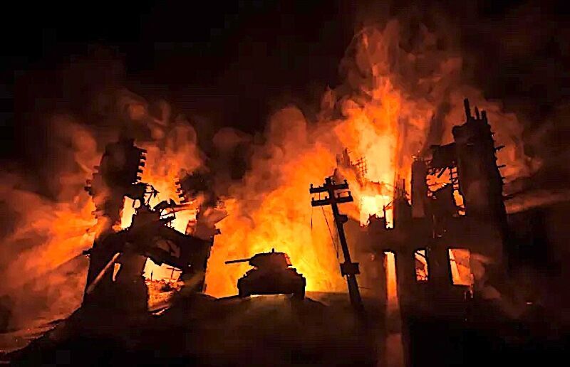 tank in fire war