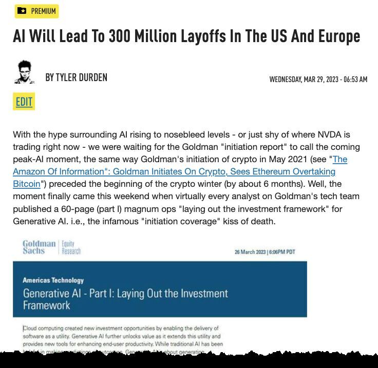 Clic para aumentar ZeroHedge article about AI taking jobs