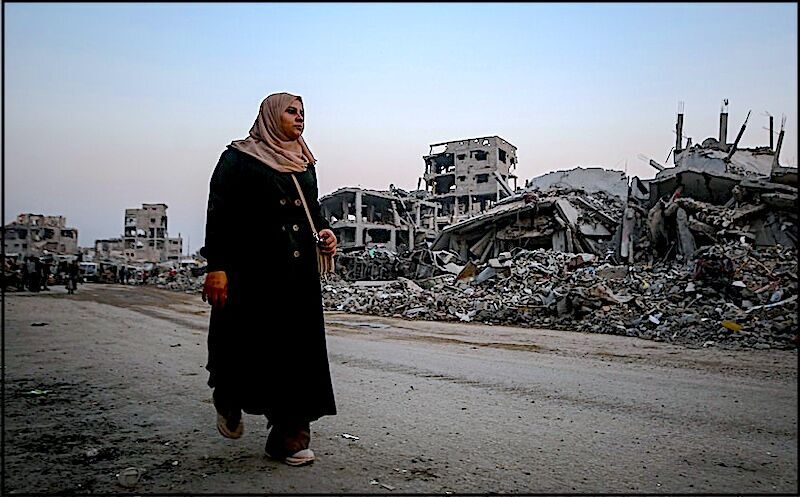 Palestinian and rubble
