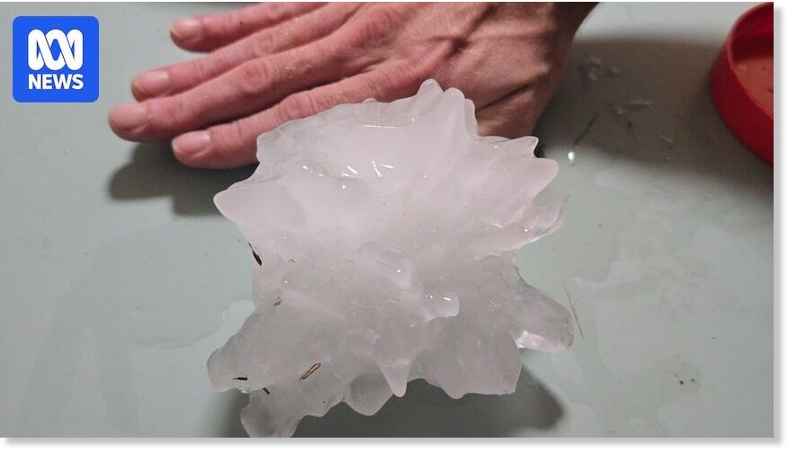 Mitchelton residents say they found hail the size of their hand on Monday afternoon