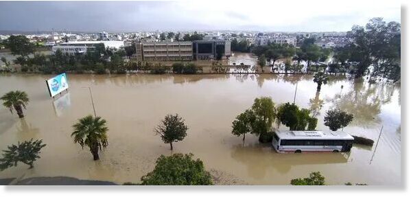 Northern Cyprus images show the water has turned roads into rivers