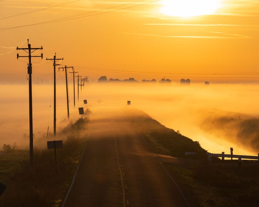 San Joaquin Valley tule fog california sunrise