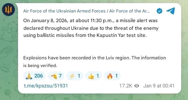 oreshnik launch detected lvov
