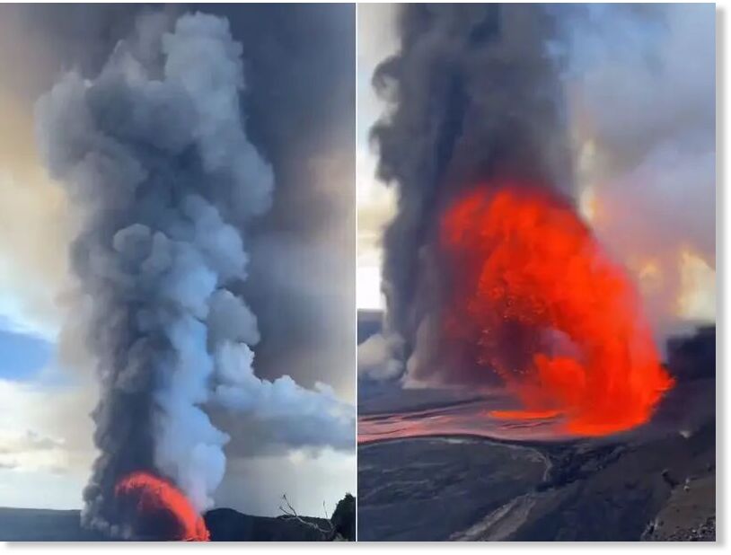 Stunning video captures Hawaii’s Kilauea volcano unleashing lava fountain