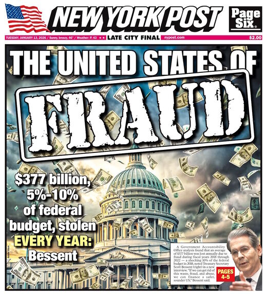 new york post cover us budget fraud losses