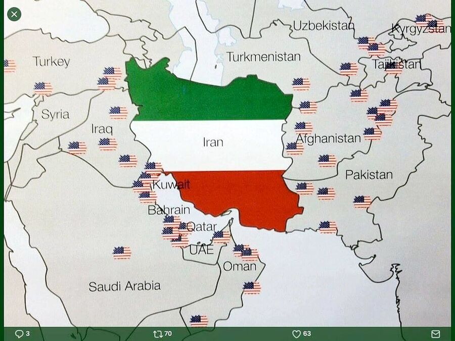 Clic para aumentar american bases around iran map