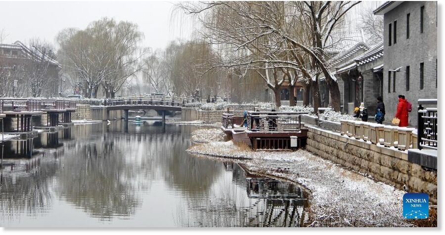 This photo taken on March 5, 2026 shows a view of the snow scenery in Beijing, capital of China. Beijing has witnessed a spring snowfall from Wednesday to Thursday.