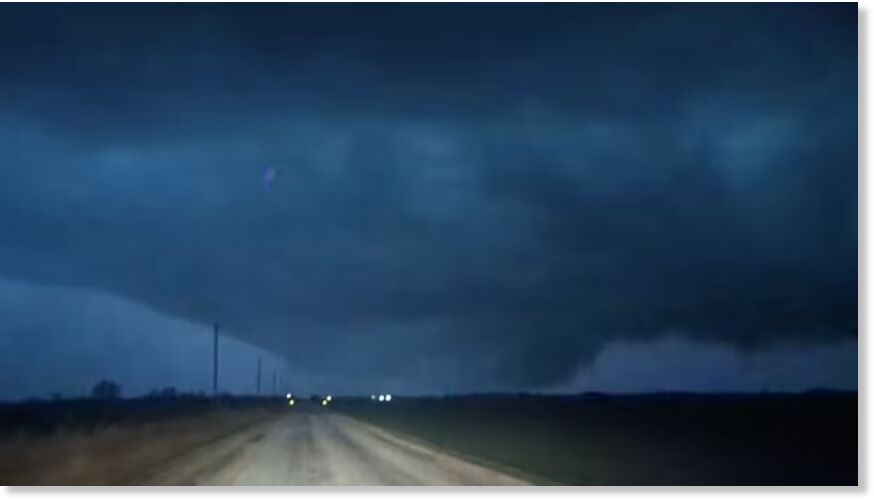 Lightning illuminates a deadly tornado near Fairview, Oklahoma, Thursday night.