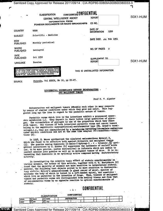 CIA doc about cancer