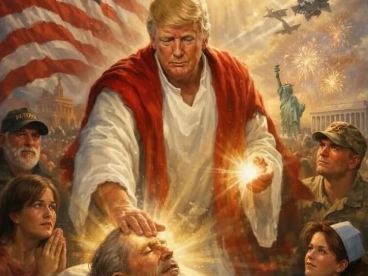 Clic para aumentar La ilustración que el presidente Donald Trump publicó el 15 de abril de 2026.