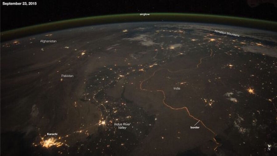 green air glow space station photo