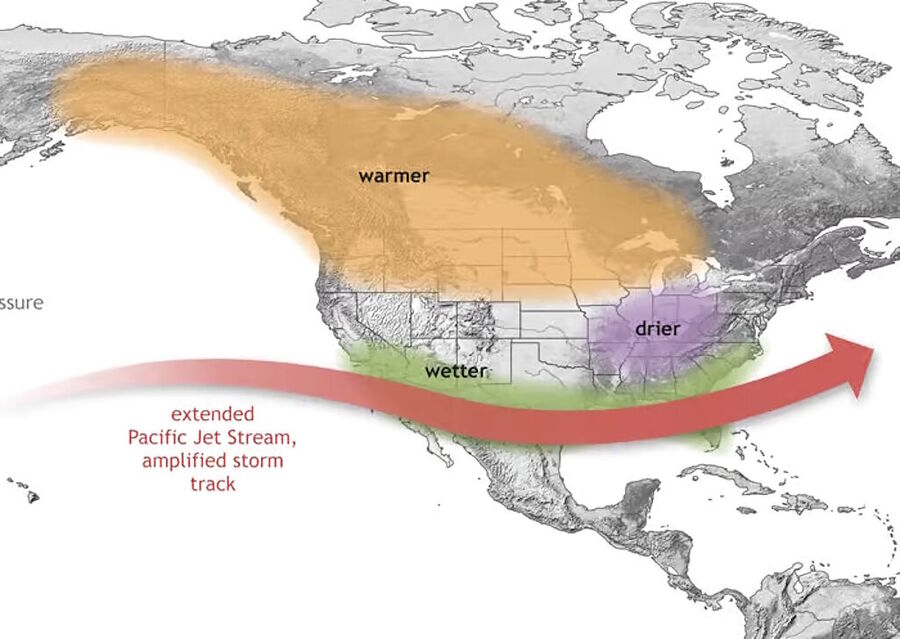 el nino rain pattern drought us
