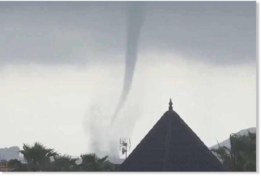 Several marine tornadoes appeared offshore(