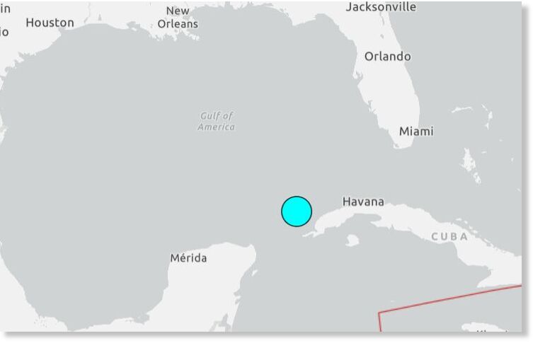 USGS map of the 7.8 magnitude earthquake in Cuba.
