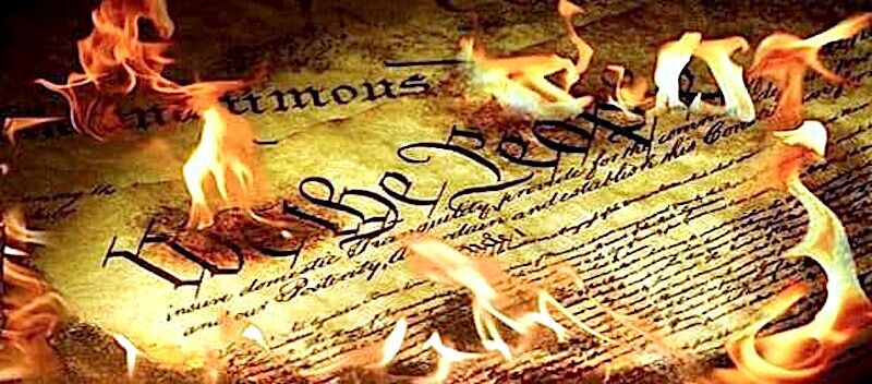 US Constitution on fire