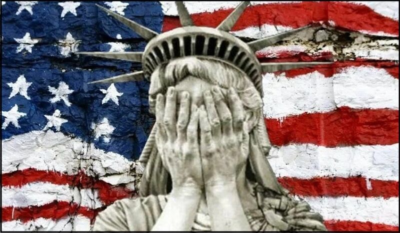 Statue of Liberty head in hands