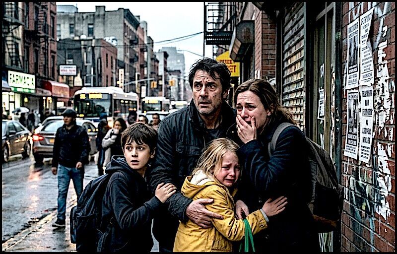 Clic para aumentar terrified family city street