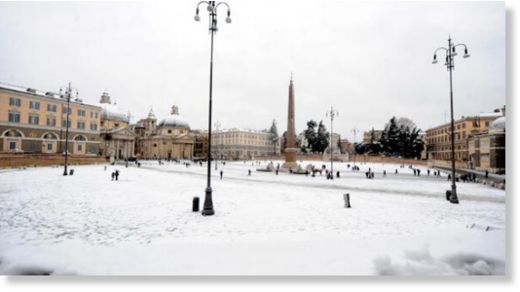 Roma paralizada por frío siberiano